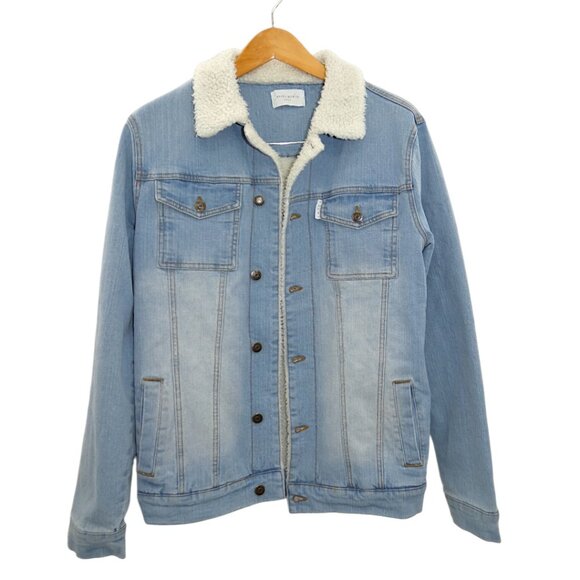 Saint Morta Sherpa Denim Jacket Small Men’s Unisex Oversized Boyfriend Fit - Picture 1 of 9